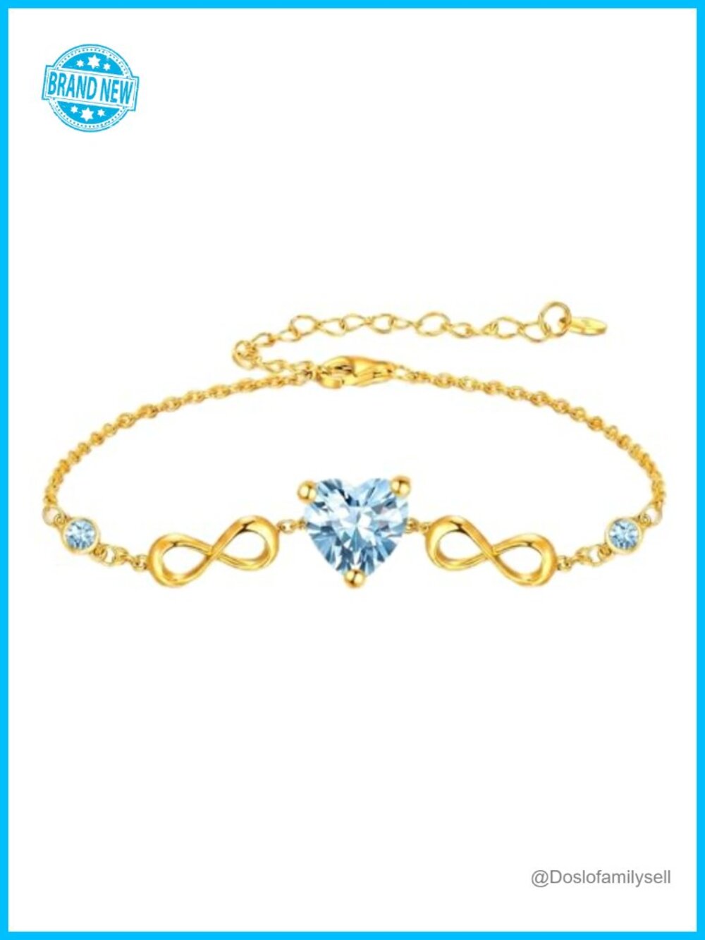 14K Gold Plated Infinity Birthstone Link Bracelet with Cubic Zirconia,